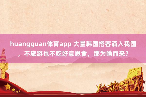 huangguan体育app 大量韩国搭客涌入我国，不旅游也不吃好意思食，那为啥而来？